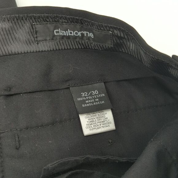 Liz Claiborne Black Straight Leg Mid Rise Office Work Pants Size 32/30-14 - Picture 3 of 9